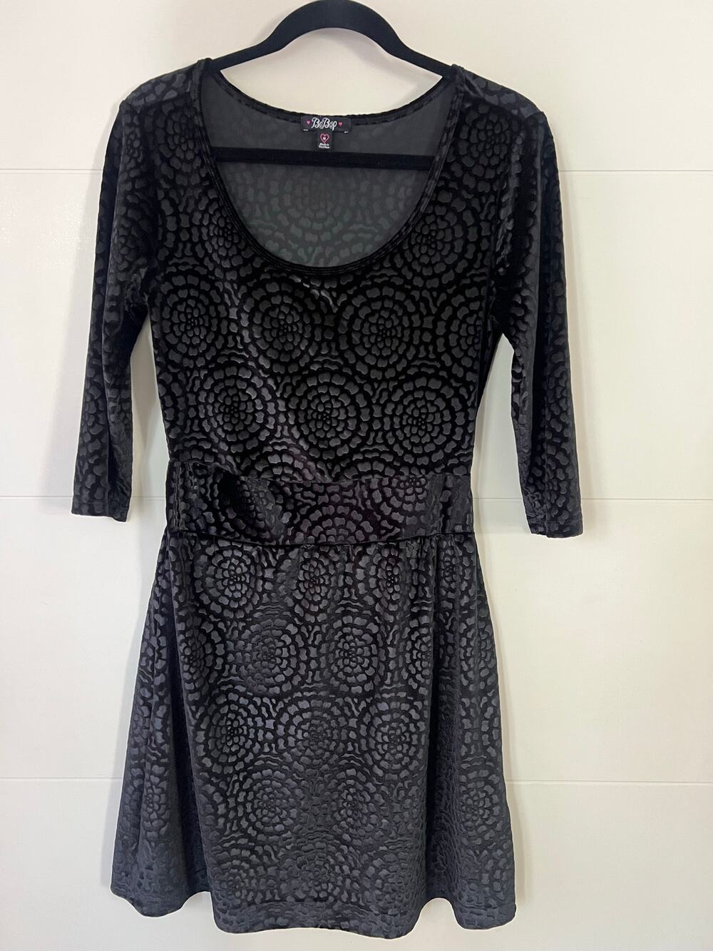 BeBop Y2K Vintage Black Velvet Burnout Floral Dress Size M Whimsigoth Witchy